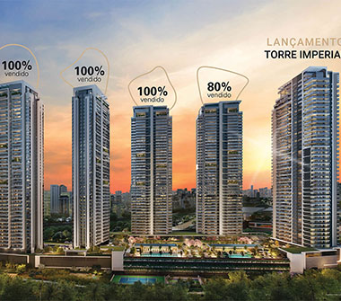 Perspectiva ilustrada das 5 torres e complexo