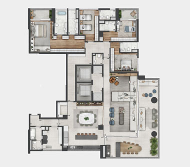 Plantas Torre Imperial 384m² opção 1