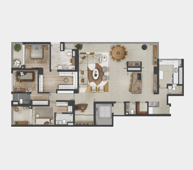 Plantas Torre Imperial 240m² opção 1