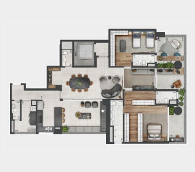 Plantas Torre Imperial 218m² opção 1