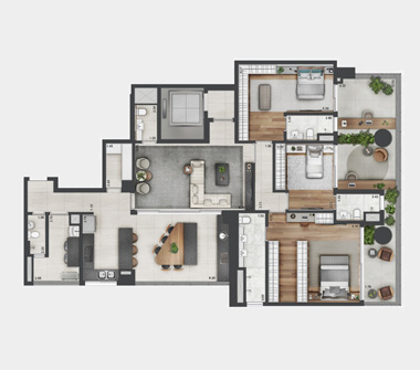 Plantas Torre Imperial 218m² opção 2