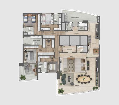 Perspectiva artística da planta tipo do apto de 281m² final 1